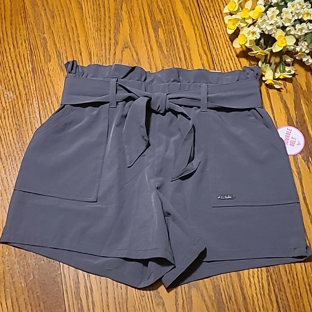 Justice NWT Stylish Gray High-Waisted Shorts - Girl's 12